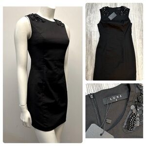 NWT LUNA little black dress. Sleeveless. Stretch. Lined. Sequin & bead details.
